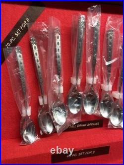Oneida Northland San Francisco Stainless Flatware 70pc Service 8 Chest