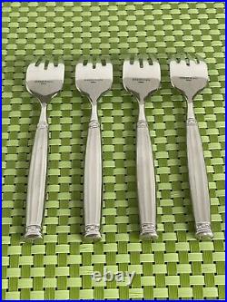 Oneida OLYMPIA Stainless 4 Salad Forks 18/10 Korea Frosted Handle Flatware A8VG