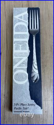 Oneida Pacific Tide 5 Pc Place Setting 18/8 Stainless Flatware 1992 New USA