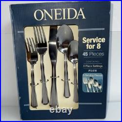 Oneida Panorama Glossy Stainless 45 Piece (8 Place Settings+ 5 Serving) Flatware