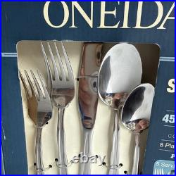 Oneida Panorama Glossy Stainless 45 Piece (8 Place Settings+ 5 Serving) Flatware
