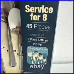 Oneida Panorama Glossy Stainless 45 Piece (8 Place Settings+ 5 Serving) Flatware