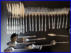 Oneida Profile Stainless Flatware Silverware Set 53 Pc Knives Forks Spoons Vtg
