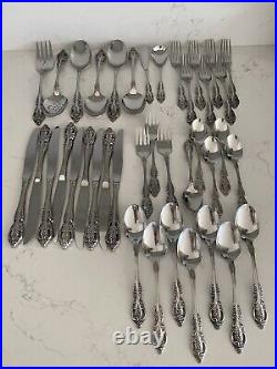 Oneida RENOIR PEMBROOKE Stainless SSS Glossy USA Silverware Set 39 Pieces