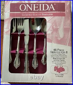 Oneida Rogers Stainless AMADEUS MANSFIELD 45 Piece Service for 8 Unused Flatware