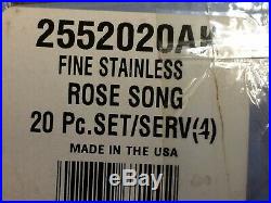 Oneida Rose Song/ Arbor Rose stainless USA flatware set of 72 pieces