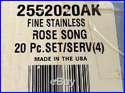 Oneida Rose Song/ Arbor Rose stainless flatware 20 pieces
