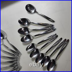 Oneida Roseanne Stainless Flatware 71 Pc Set Rose Pattern Forks Knives Spoons