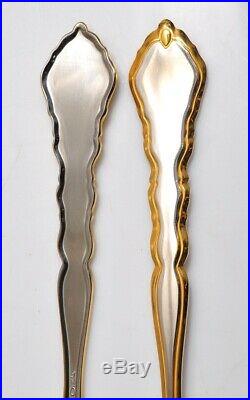 Oneida Royal Chippendale 92 Pcs Stainless Steel 24k Gold Trim Silverware Set