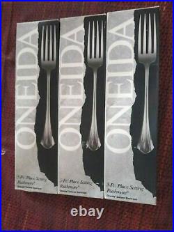 Oneida Rushmore deluxe stainless 3 5 piece place settings NEW in boxes
