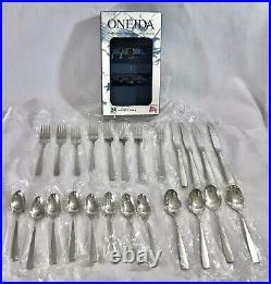 Oneida SATIN ACCENT Stainless Flatware 24 Pc. NOS