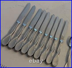 Oneida Satin Aquarius Stainless Flatware Lot Of 45 Teaspoon Soup Knives Forks
