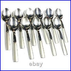 Oneida Satin Scoop 11 Place/ Oval Soup Spoons Glossy Bowl Stainless Flatware