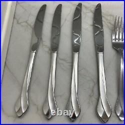 Oneida Satin Tribeca Stainless Frosted Glossy Flatware 29 Pc Fork Spoon Knife