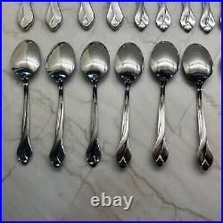 Oneida Satin Tribeca Stainless Frosted Glossy Flatware 29 Pc Fork Spoon Knife