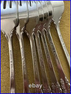 Oneida Shelley Cube Set of 7 Dinner Forks USA Stainless Flatware