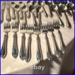Oneida Sheraton 46 Piece Silver Stainless Steel Flatware Set with Serving Pieces