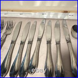 Oneida Sheraton 46 Piece Silver Stainless Steel Flatware Set with Serving Pieces