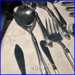 Oneida Sheraton 46 Piece Silver Stainless Steel Flatware Set with Serving Pieces