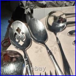 Oneida Sheraton 46 Piece Silver Stainless Steel Flatware Set with Serving Pieces