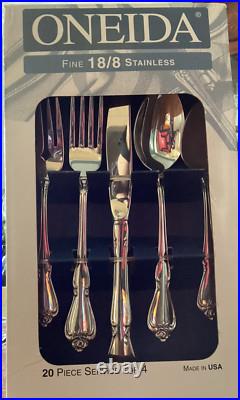 Oneida Stainless ARBOR ROSE 18/8 USA 20 Piece Service for 4 Unused TRUE SONG
