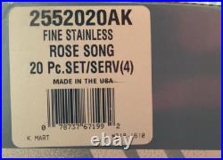 Oneida Stainless ARBOR ROSE 18/8 USA 20 Piece Service for 4 Unused TRUE SONG