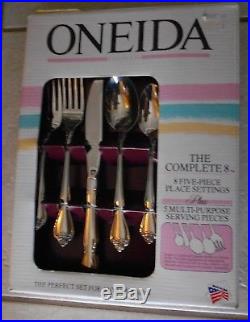 Oneida Stainless ARBOR ROSE 18/8 USA 45 Piece Service for 8 Unused TRUE SONG