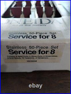 Oneida Stainless ARBOR ROSE 18/8 USA 50 Piece Service for 8 + serving spoons