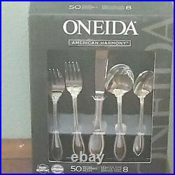 Oneida Stainless American Harmony 18/0 50 Piece Service for 8 NEW, Box