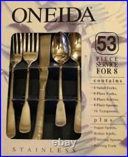 Oneida Stainless COLONIAL BOSTON 18/8 USA 53 Piece Service 8 w Pistol Knives