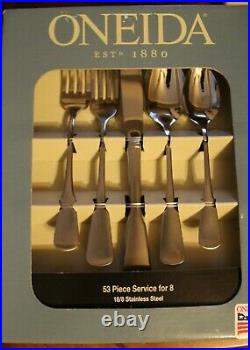 Oneida Stainless COLONIAL BOSTON 18/8 USA 53 Piece Service for 8 Flatware Satin