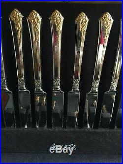 Oneida Stainless Damask Rose Service for 12 Set with Gold Accent