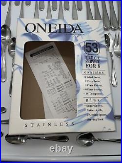 Oneida Stainless FLIGHT 18/8 53 Piece Service for 8 Flatware