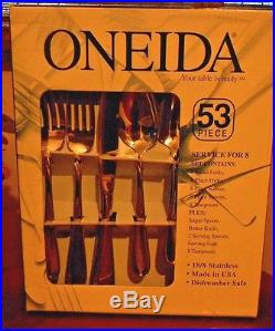 Oneida Stainless FLIGHT aka RELIANCE 18/8 USA 53 Piece Service for 8 Unused