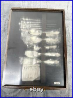 Oneida Stainless Flatware 18/10 DOVER 31 piece Set Service for of 6 In Wood Box