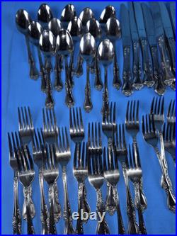 Oneida Stainless Flatware Azalea 80 Piece Set Lot Fork Knife Spoon