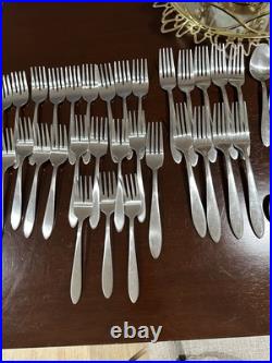 Oneida Stainless Flatware Forks Knives Spoons USA 61 Pieces