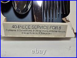 Oneida Stainless Flatware Twilight Burnished 1881 Rogers 40 Pc Service for 8 NOS