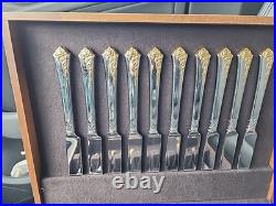 Oneida Stainless Golden Damask Rose Flatware Set 38 Pc
