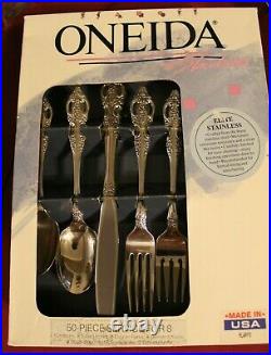 Oneida Stainless RENOIR PEMBROOKE ALWAYS 18/8 USA 50 Piece Service for 8 Unused