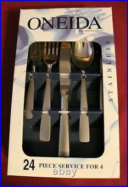 Oneida Stainless SATIN ACCENT 18/8 24 Piece Service for 4 Unused Flatware USA