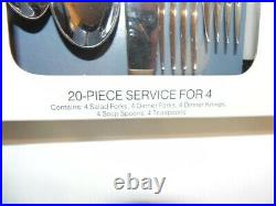Oneida Stainless Silverware Flatware, 20 pieces, Woodcrest, New (Old Stock)