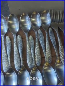 Oneida Sydney Hammered Stainless Steel Flatware Set 38 Pieces