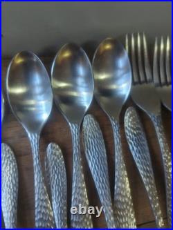 Oneida Sydney Hammered Stainless Steel Flatware Set 38 Pieces