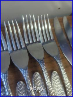 Oneida Sydney Hammered Stainless Steel Flatware Set 38 Pieces