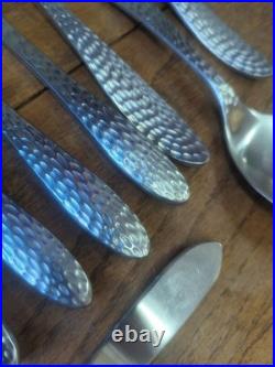 Oneida Sydney Hammered Stainless Steel Flatware Set 38 Pieces