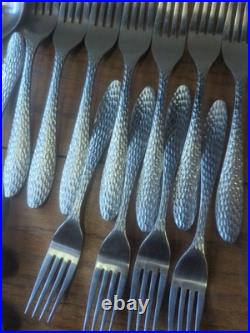 Oneida Sydney Hammered Stainless Steel Flatware Set 38 Pieces