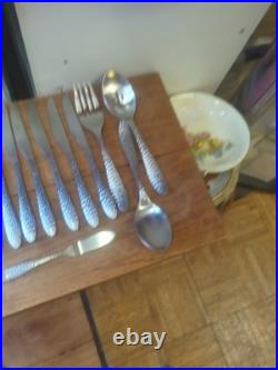 Oneida Sydney Hammered Stainless Steel Flatware Set 38 Pieces