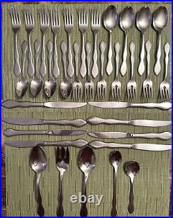 Oneida TWILIGHT Stainless Flatware Burnished 1881 Rogers Lot Of 35 Pieces