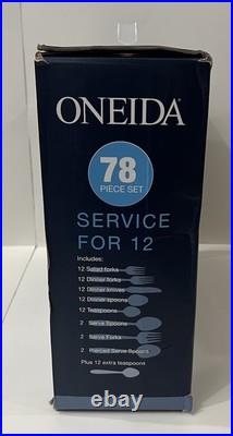 Oneida Taylor 78 Pc Set Silverware Flatware Service for 12 Stainless Steel